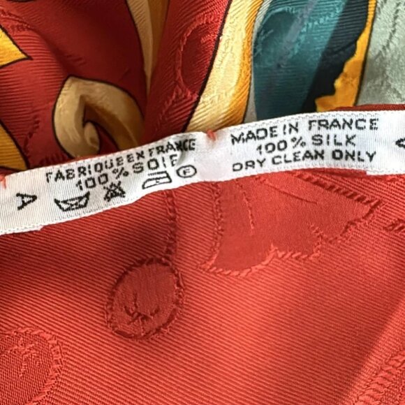 Auth HERMES Carre 90 - Green Yellow Multi Scarf - Picture 4 of 4